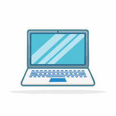 Modern laptop computer with a blue screen and keyboard, perfect for technology or business illustrations