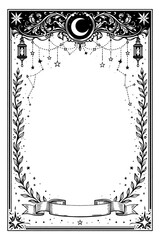 Celestial vintage frame with sun moon and stars, Transparent Background
