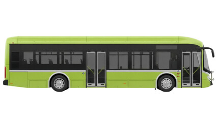 Isolated City bus vehicle with passenger seats, urban public transit, side view, no background © Oisin