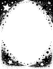 Starburst sparkle frame with scattered stars, Transparent Background