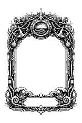 Ornate nautical frame with anchors and compass, Transparent Background