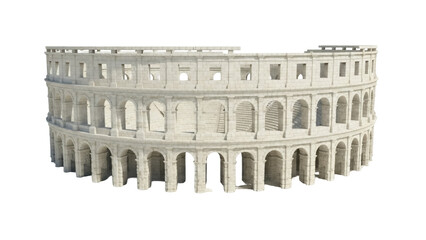 Colosseum in Rome PNG isolated on transparent background, ancient Roman amphitheater architecture for travel and historical design