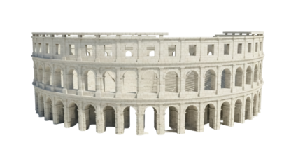 Colosseum in Rome PNG isolated on transparent background, ancient Roman amphitheater architecture for travel and historical design