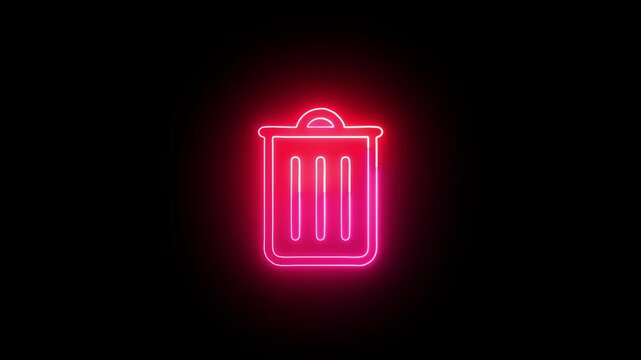 Neon Glowing Trash Icon 4k.