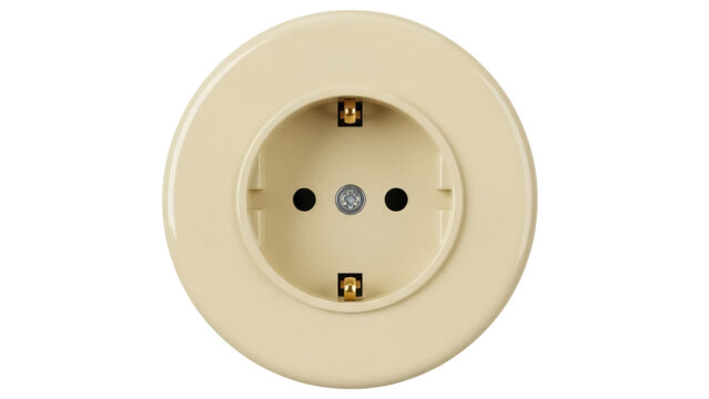 Isolated electrical outlet featuring a European standard design, commonly found in Europe