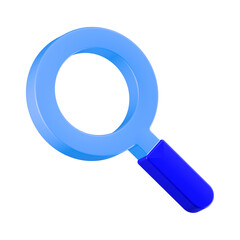 magnifier 3d rendering icon blue color