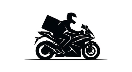Obraz premium Motorcycle delivery rider with large box on back