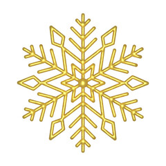 3D golden snowflake illustration. PNG with transparent background.	