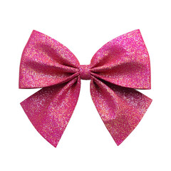 Pink Glitter Bow Isolated on White Background