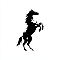 Black Horse Silhouette. Symbol of 2026 Isolated on White Background