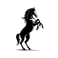 Black Horse Silhouette. Symbol of 2026 Isolated on White Background