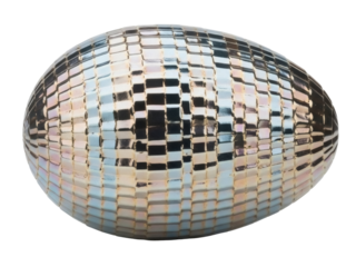 Isolated disco ball, glittering ellipsoid, reflecting light, and creating vibrant atmosphere