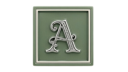 Isolated decorative monogram A tile with elegant vintage font and raised design pattern