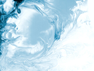 Fantastic Blue creative abstract hand painted background, marble texture, abstract ocean, snow, winter, ice, cold, acrylic
