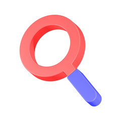 magnifier 3d rendering icon red color