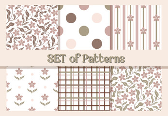 Gentle Pastel Floral Seamless Pattern Collection with Soft Botanical Harmony