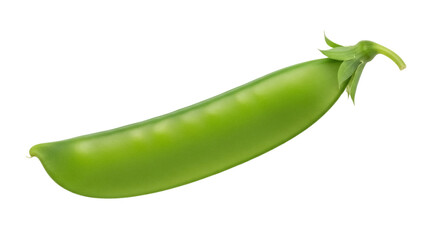 Fresh green snap pea pod PNG isolated on transparent background, healthy vegetable for cooking and vegetarian diet