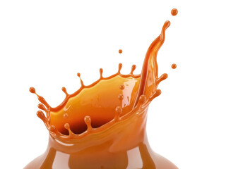 Isolated golden liquid splash creates a dynamic crown and drips for a vibrant and delicious beverage
