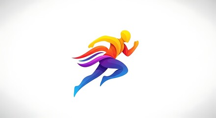 Naklejka premium Vibrant runner in motion with colorful gradient effect