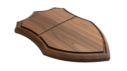 Isolated wooden plaque, award mounting shield, decorative wood wall display element