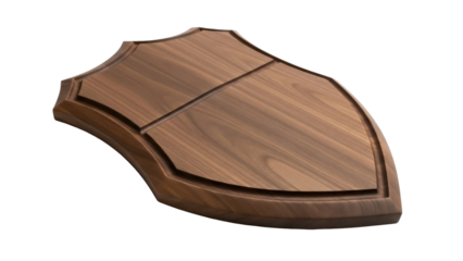 Isolated wooden plaque, award mounting shield, decorative wood wall display element