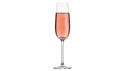 Isolated glass of ros&eacute; wine, bubbly beverage in transparent champagne flute, ready to toast