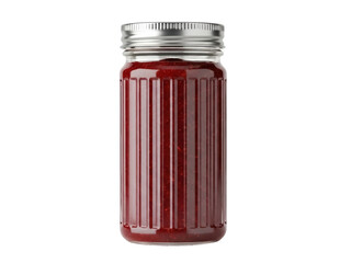 Isolated jar of homemade fruit jelly, a natural treat made fresh in the kitchen, sealed tight