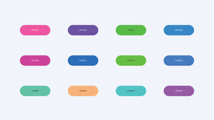 Pastel Color Palette Swatches with Hex Codes &ndash; UI Buttons Vector