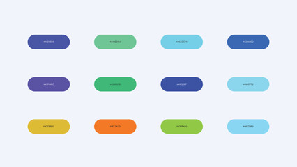 Pastel Color Palette Swatches with Hex Codes &ndash; UI Buttons Vector