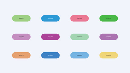Pastel Color Palette Swatches with Hex Codes &ndash; UI Buttons Vector