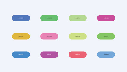 Pastel Color Palette Swatches with Hex Codes &ndash; UI Buttons Vector