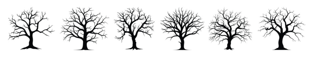 Obraz premium dead tree vector silhouettes scary tree silhouette