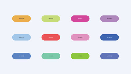 Pastel Color Palette Swatches with Hex Codes &ndash; UI Buttons Vector