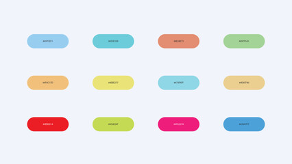Pastel Color Palette Swatches with Hex Codes &ndash; UI Buttons Vector