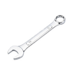 Obraz premium A shiny chrome combination wrench, transparent background