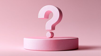 Pink question mark on pedestal for inquiry and curiosity