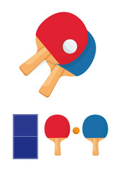 Ping Pong rackets or bats and Ball for Table Tennis stock illustration