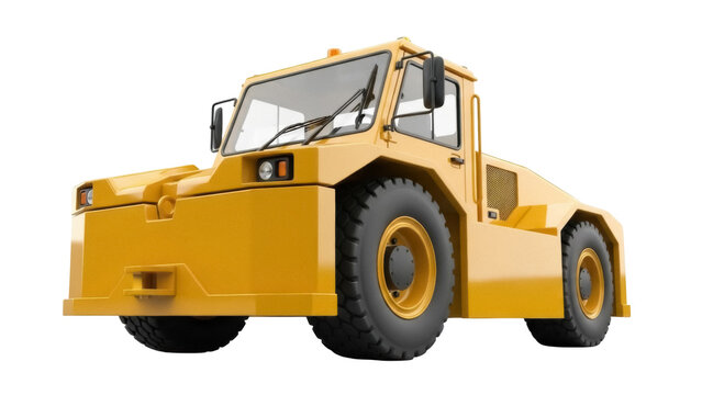 Isolated airport tug or baggage towing tractor with front hitch attachment in yellow paint