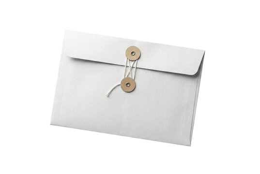 White string tie envelope, transparent background