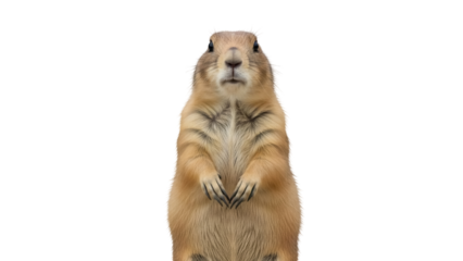 Isolated prairie dog standing alert for danger in the grasslands of North America