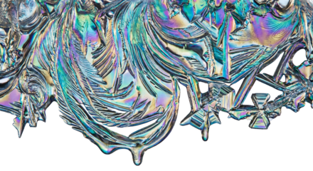 Vibrant abstract crystalline structure with, transparent background