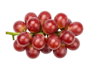 Isolated bunch of red grapes fruit with green stem ready for fresh eating or food ingredient