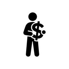 Man Holding Dollar Currency Icon