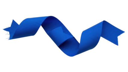 Wavy royal blue ribbon isolated PNG on transparent background, decorative element for gift wrapping and celebratory designs