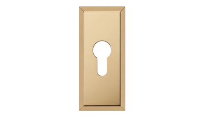 Elegant brass keyhole cover isolated PNG, vintage door hardware escutcheon on transparent background for architectural design and restoration projects