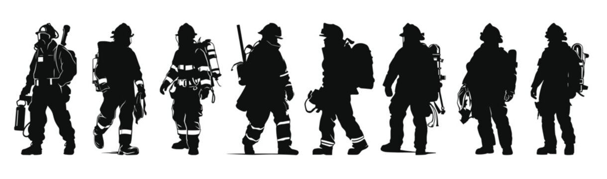  firefighter silhouette vector bundle set of firefighters 