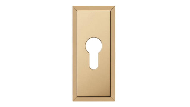 Elegant brass keyhole cover isolated PNG, vintage door hardware escutcheon on transparent background for architectural design and restoration projects - Powered by Adobe