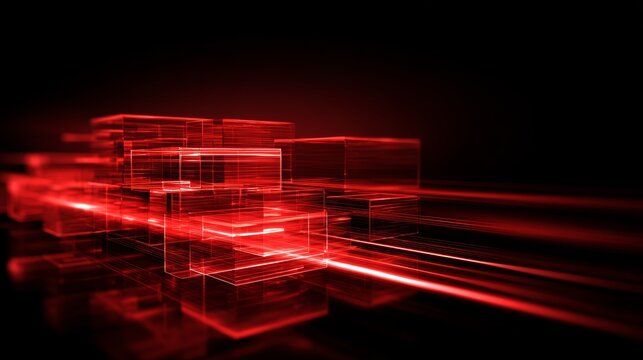 Glow technology blocks modern abstract background with luminous geometric shapes, digital innovation concept, futuristic data flow and network structure for creative technology and business themes - Powered by Adobe