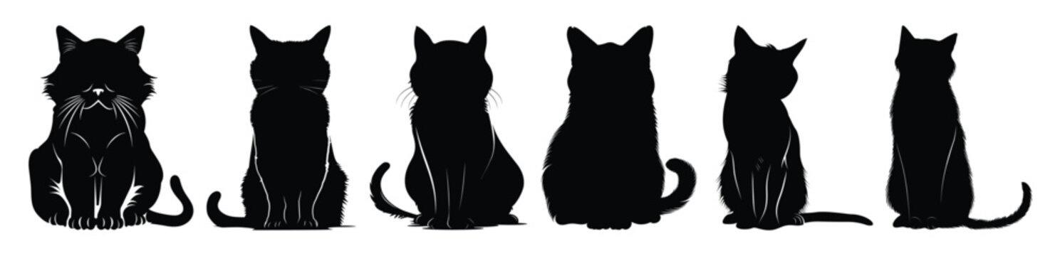 grumpy cat silhouette clipart bundle 