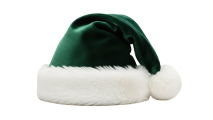 Dark green Santa hat PNG isolated on transparent background, festive Christmas headwear for holiday season design and decoration